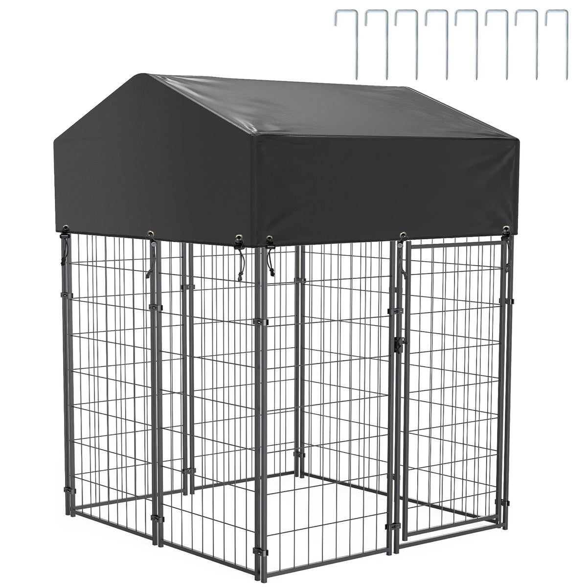 Bingopaw Outdoor Welded Wire Dog Kennel With Weatherproof Cover
