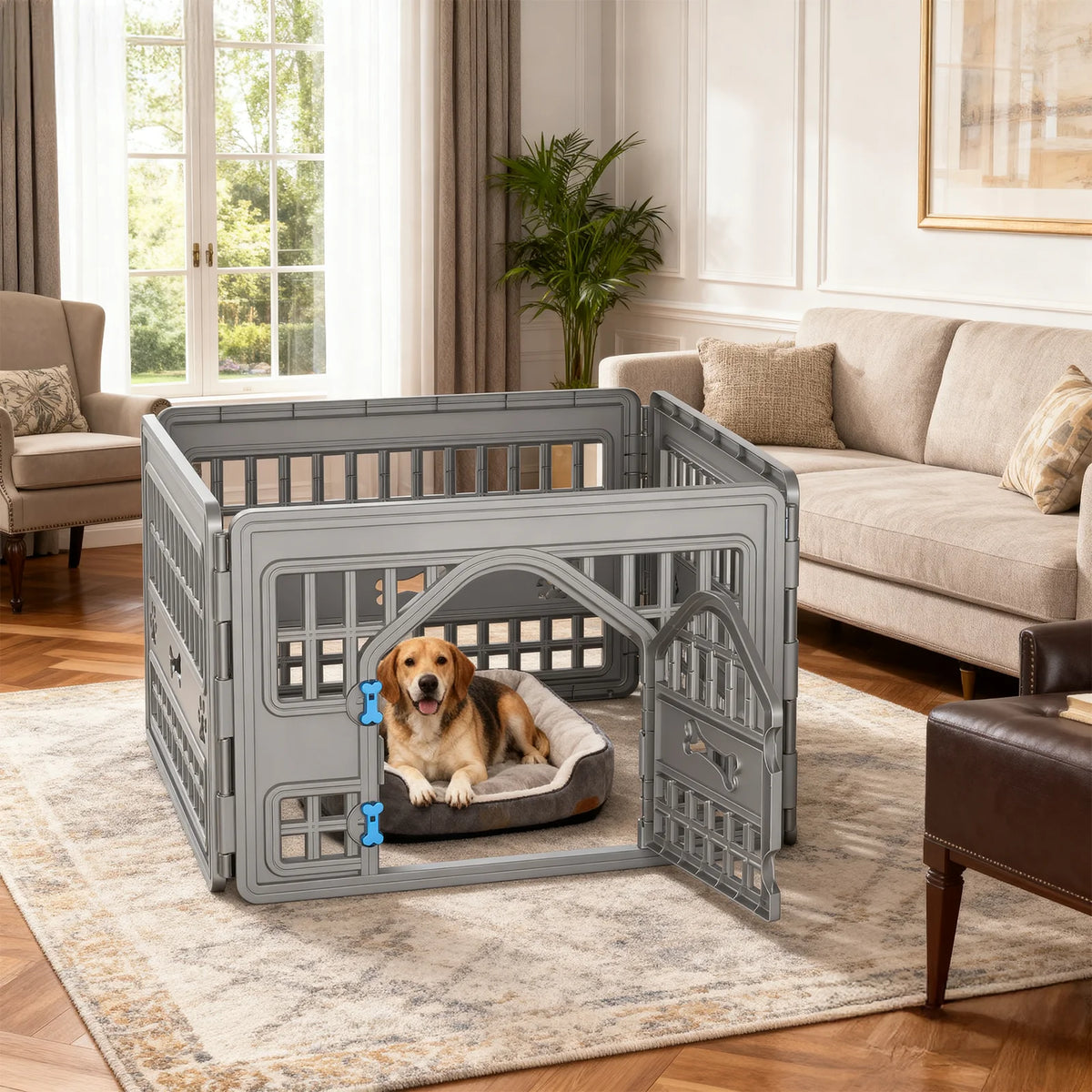 Premium Foldable Plastic Pet Playpen For Indoor Outdoor Dogs