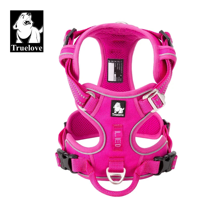 TrueLove Reflective Nylon Dog Harness Adjustable No Pull Design