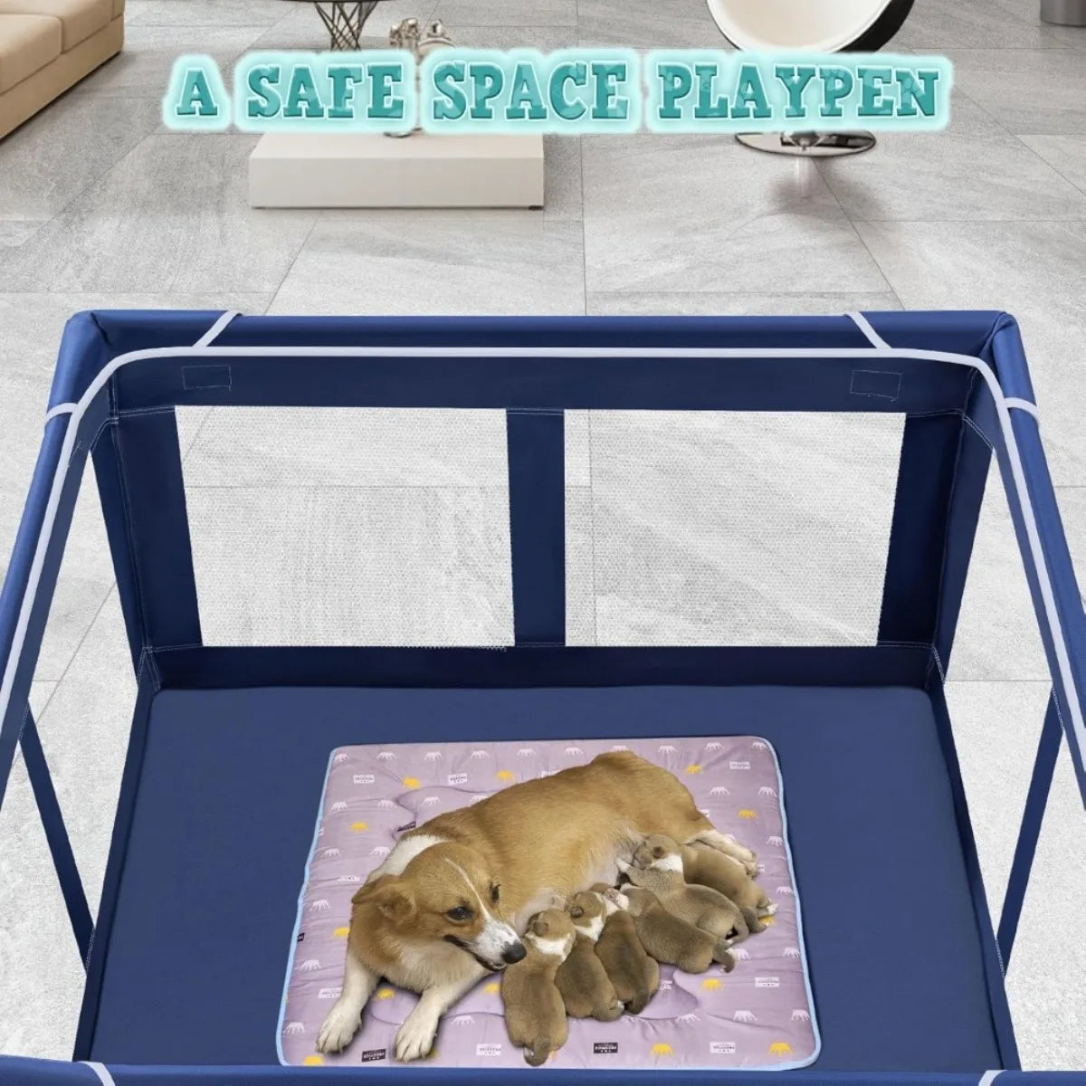 XIUWO Indoor Outdoor Puppy Playpen With Gate For Small Dogs