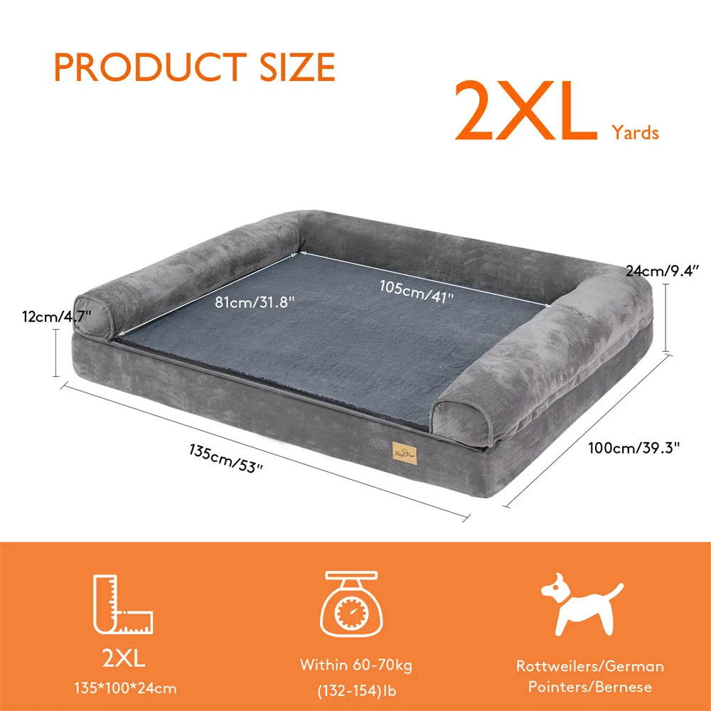 Borwart Orthopedic Memory Foam Dog Bed With Waterproof Plush Cover