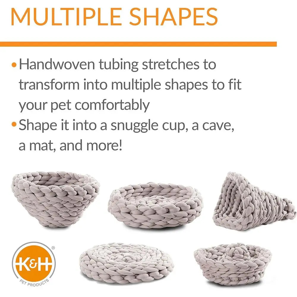 Handwoven Knitted Polyester Round Cat Bed For Small Pets