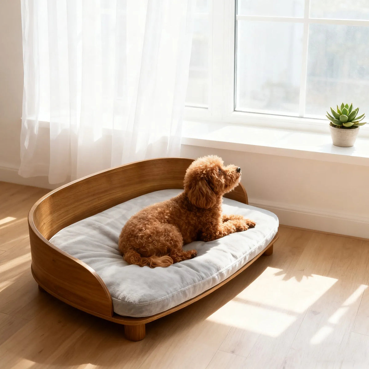 Borwart Elevated Pet Sofa Bed With Wooden Base And Cushion