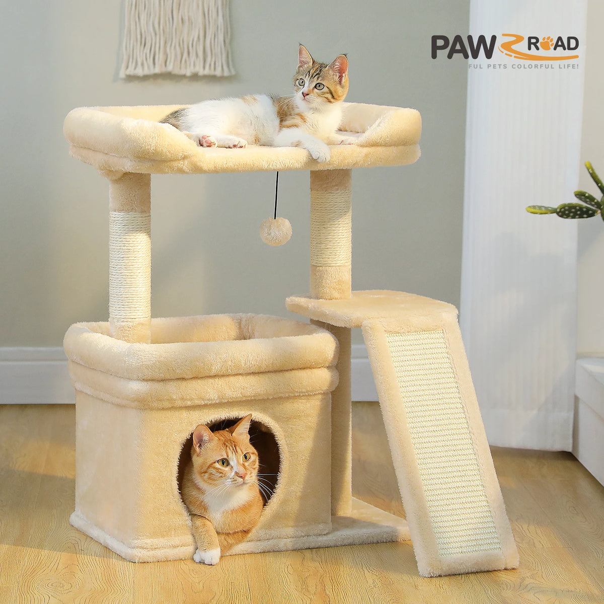 Pawz Road Three Tier Cat Tree With Sisal Scratcher Platform