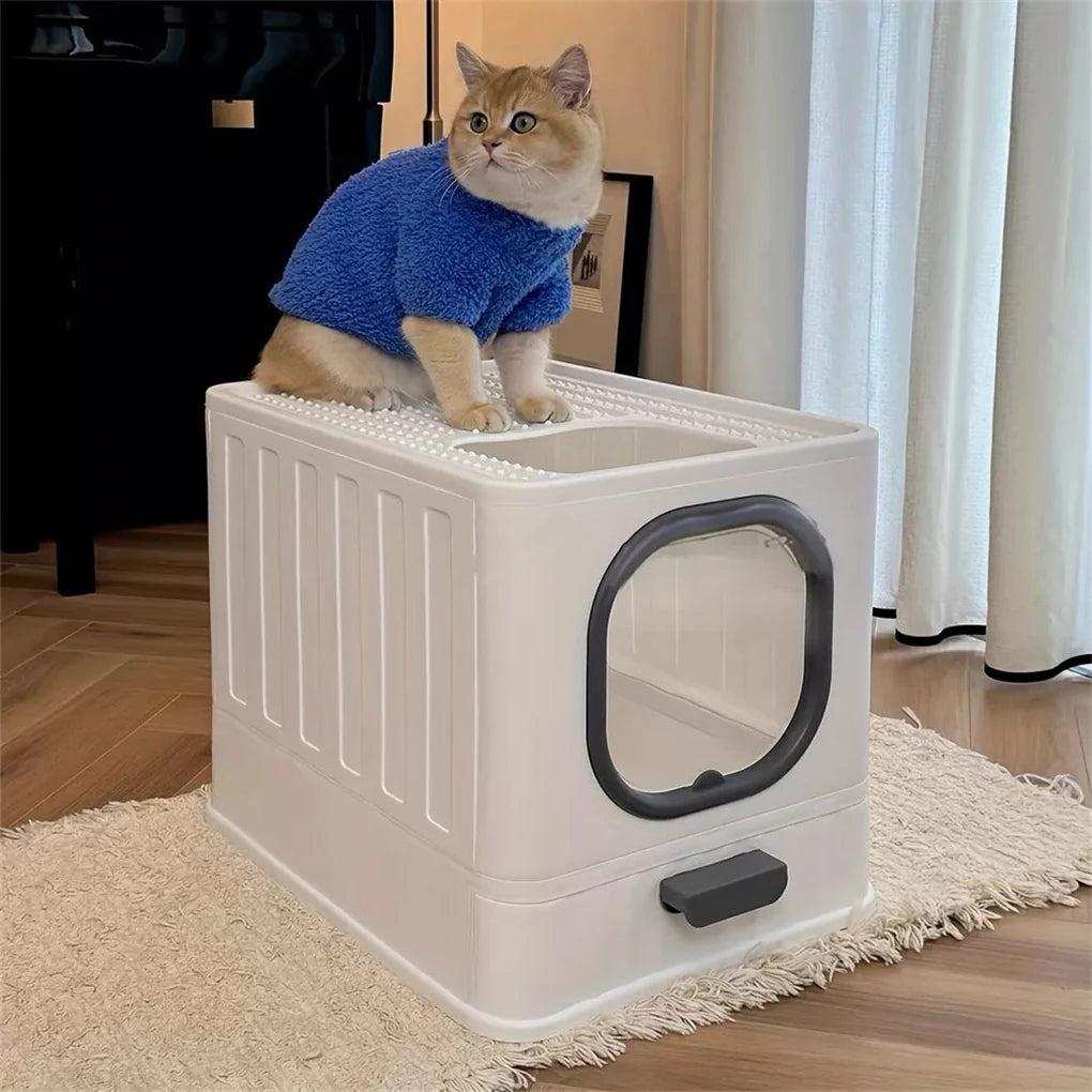 Enclosed Leak Proof Cat Litter Box With Pull Drawer And Scoop