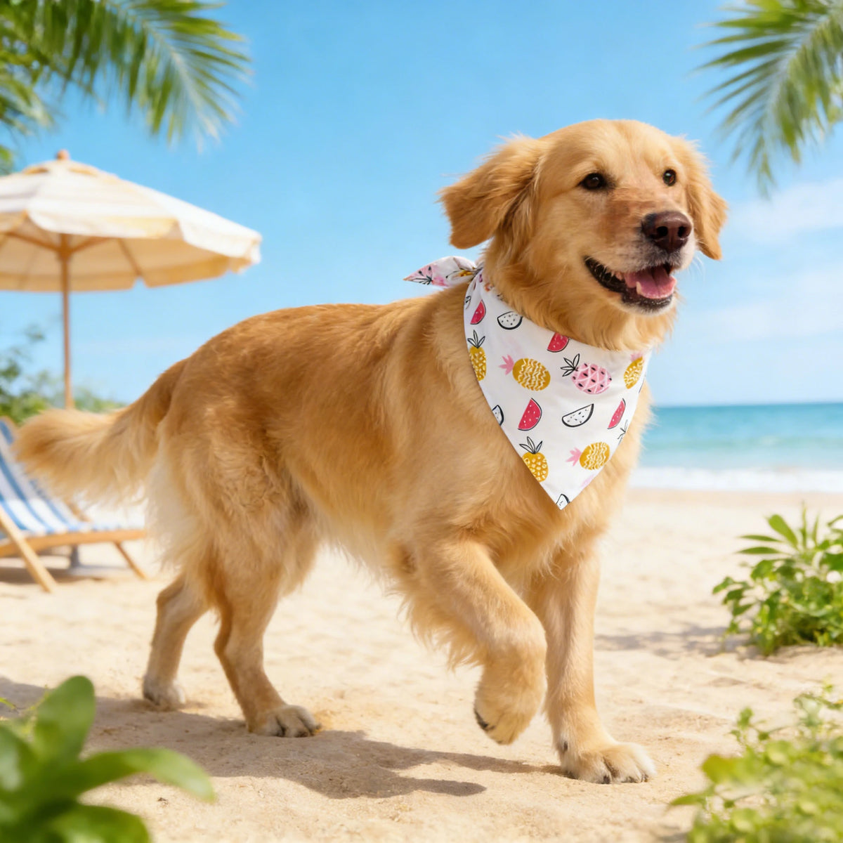 Adjustable Fruit Floral Dog Bandana Washable Cloth Scarf