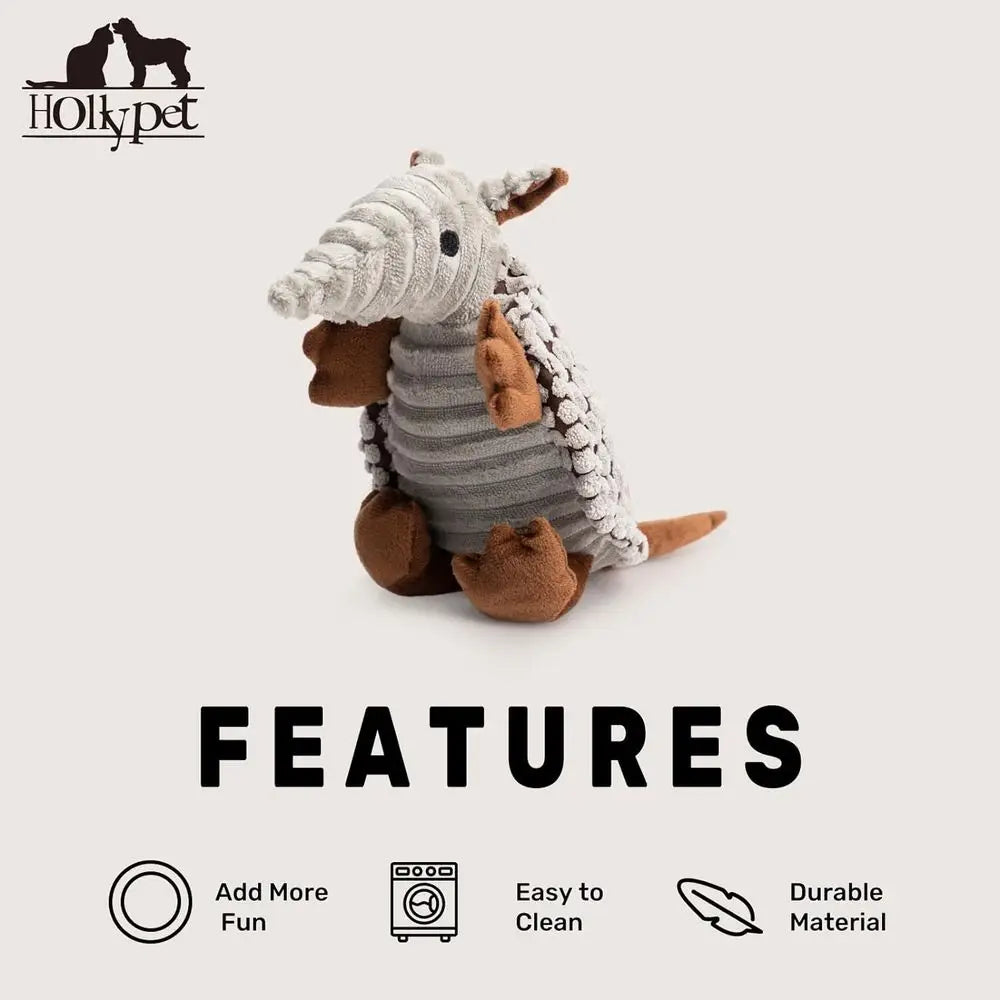 Hollypet Armadillo Squeaky Dog Toy For Playful Chewers