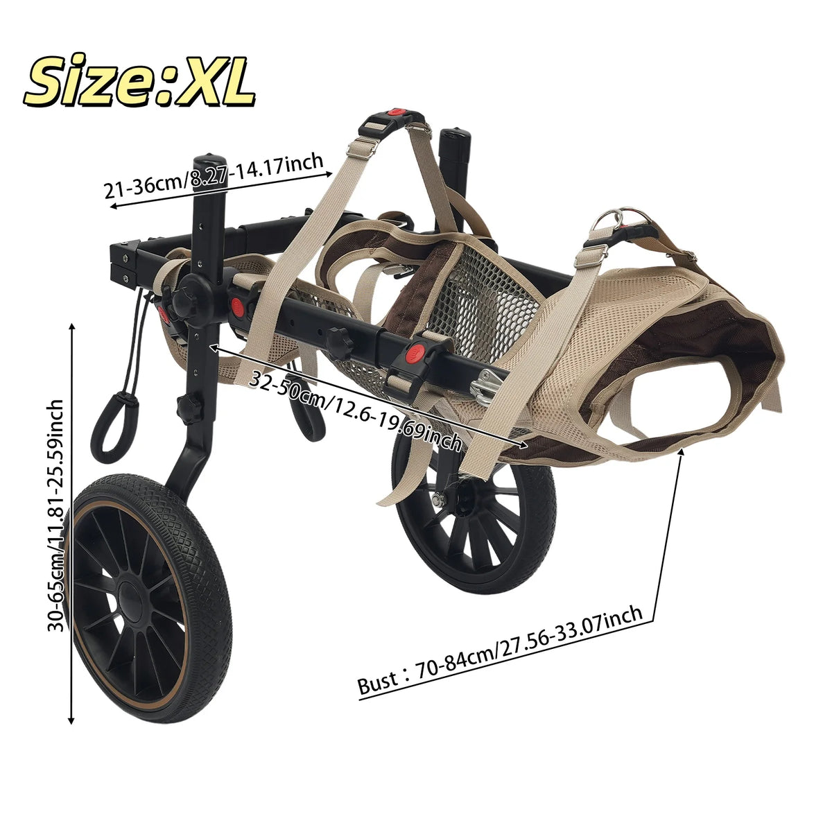 Bymaocar Adjustable Dog Wheelchair Rehabilitation Walking Support Cart