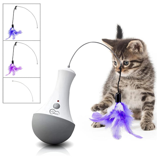 Automatic 360 Degree Random Rotation Cat Feather Teaser Interactive Toy