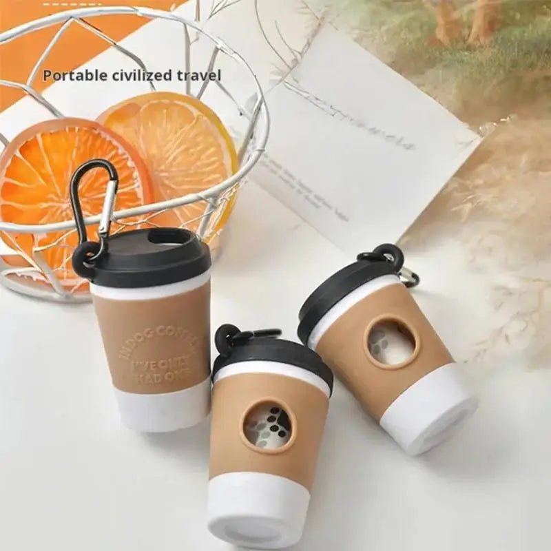 Portable Pet Waste Bag Dispenser Coffee Cup Style Outdoor Accessory