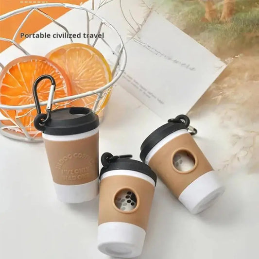 Portable Pet Waste Bag Dispenser Coffee Cup Style Outdoor Accessory