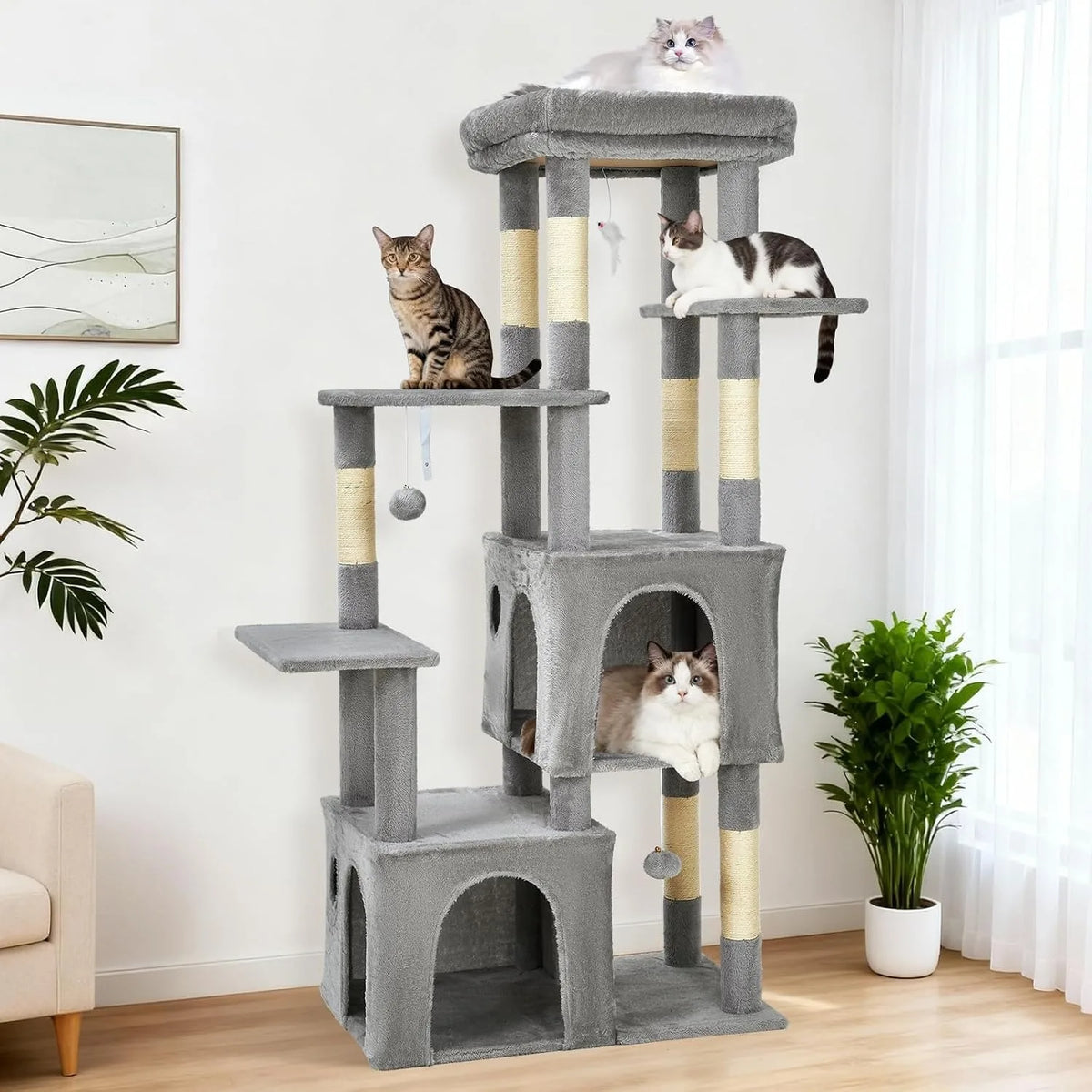 Elevated Multi Level Cat Climbing Tree With Scratching Posts