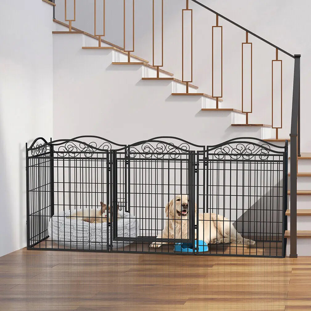 Bingopaw Heavy Duty Foldable Metal Dog Playpen With Secure Gate