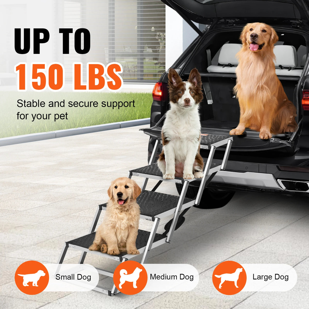 SucceBuy Lightweight Aluminum Folding Pet Car Steps For Dogs