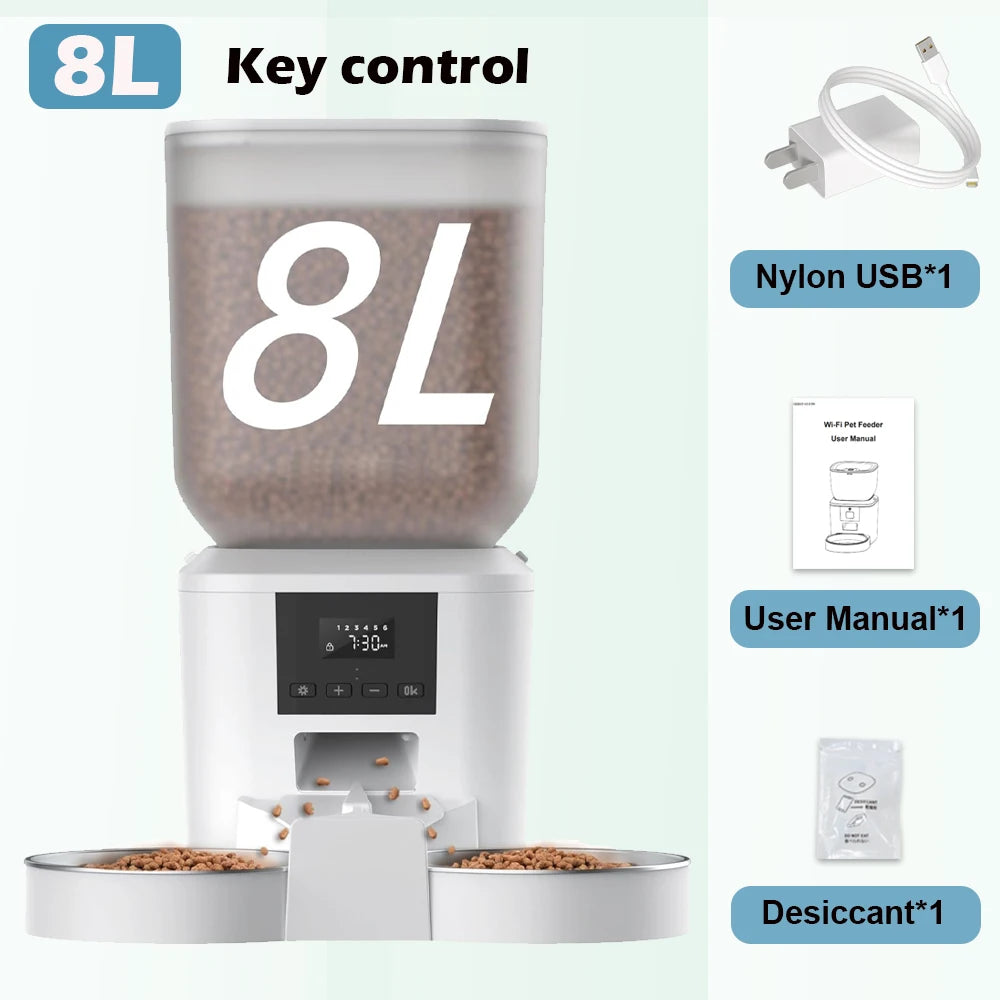 Furpipi Smart Automatic Pet Feeder With Dual Stainless Steel Bowls