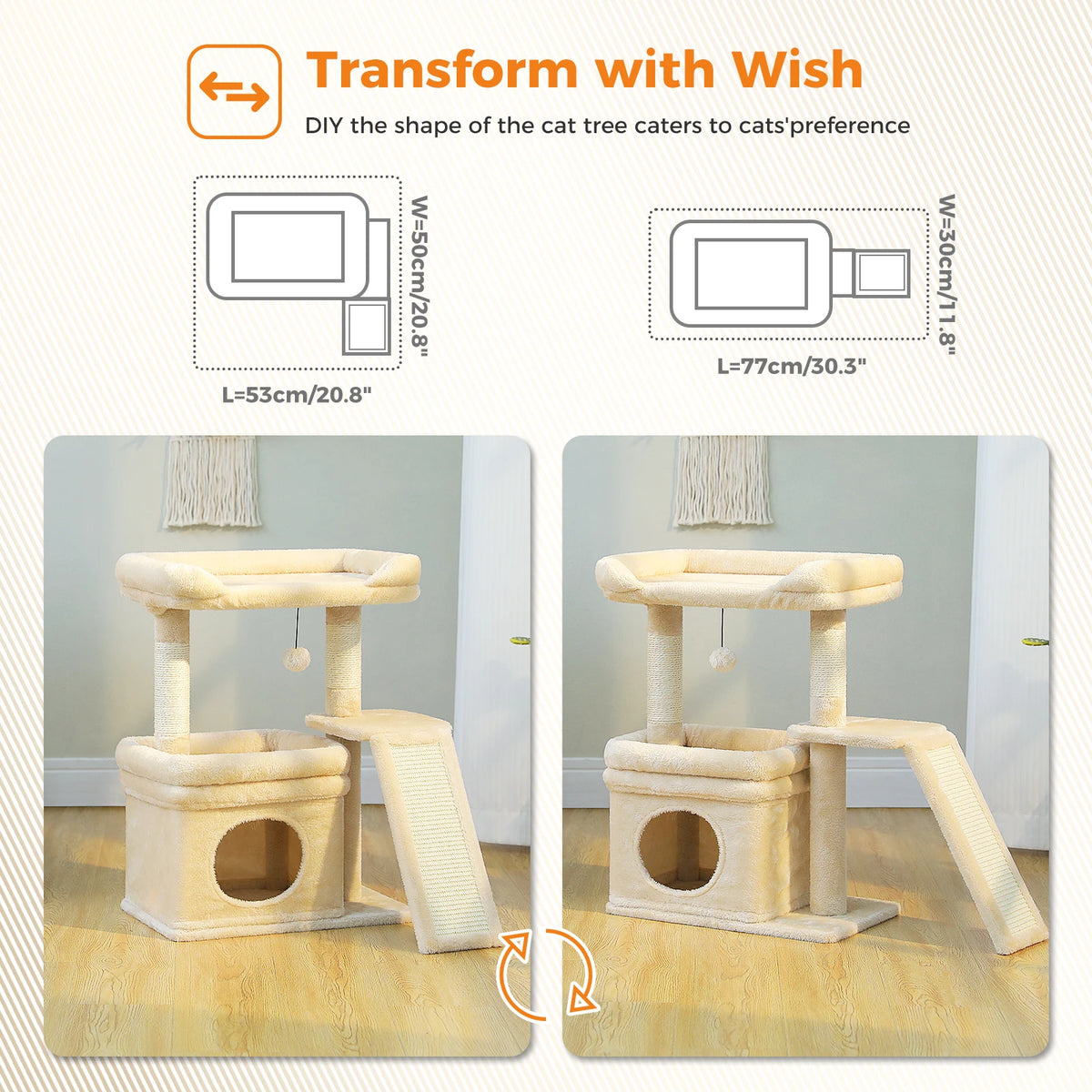 Pawz Road Three Tier Cat Tree With Sisal Scratcher Platform