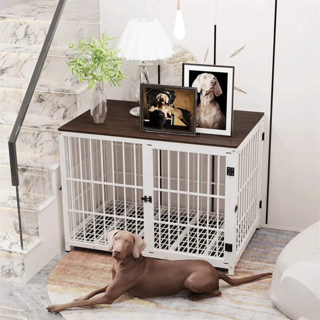 BORWART Wooden Dog Crate Furniture Style Kennel With Removable Tray