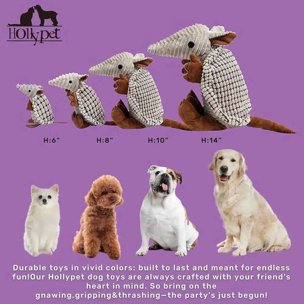 Hollypet Armadillo Squeaky Dog Toy For Playful Chewers