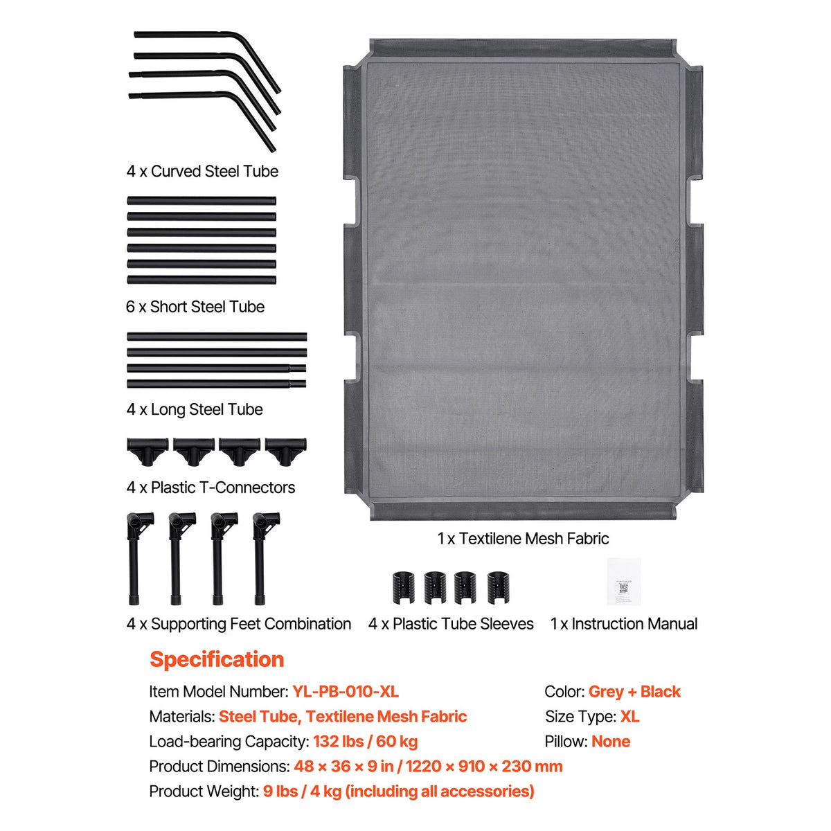 SucceBuy Elevated Dog Bed With Breathable Mesh And Aluminum Frame