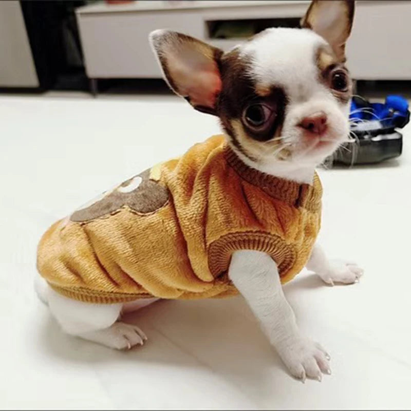 Cute Print Tea Cup Dog Sweater Warm Fleece Pet Clothing