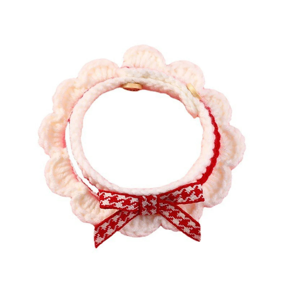 Adjustable Lace Bow Knot Knitted Pet Collar For Cats And Dogs
