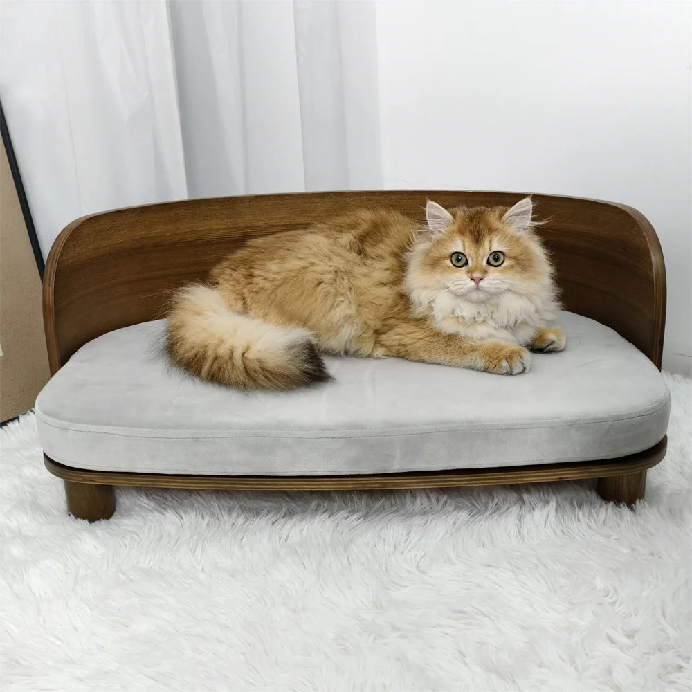 Borwart Elevated Pet Sofa Bed With Wooden Base And Cushion