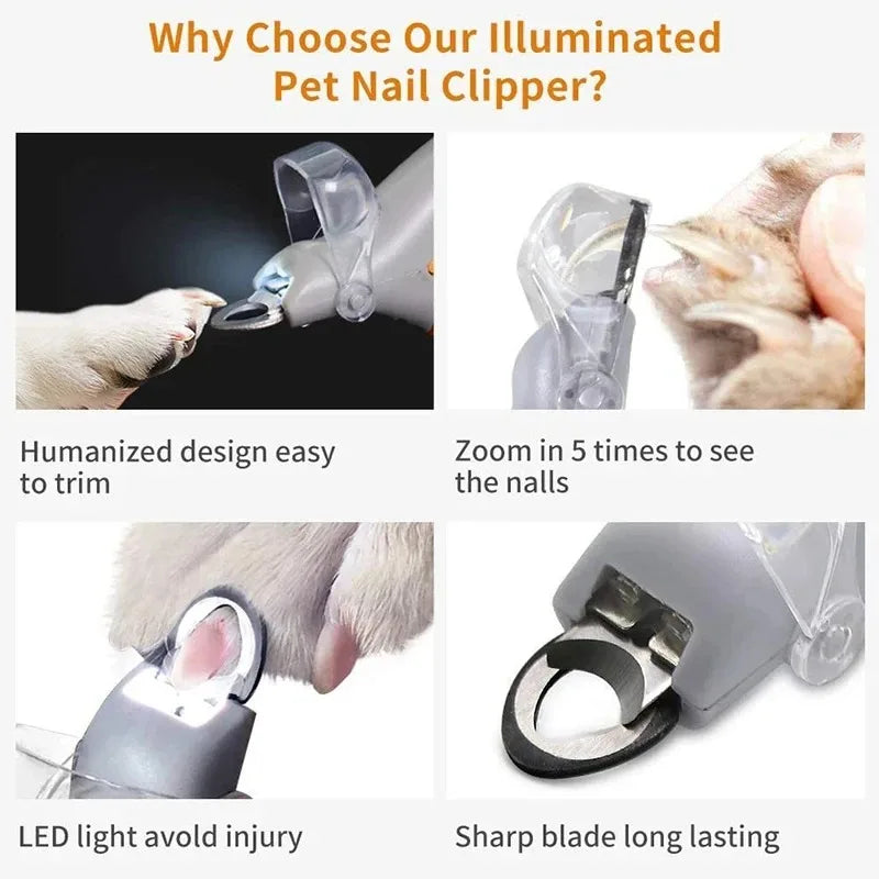 LED Pet Nail Clipper With Light For Dog Cat Grooming