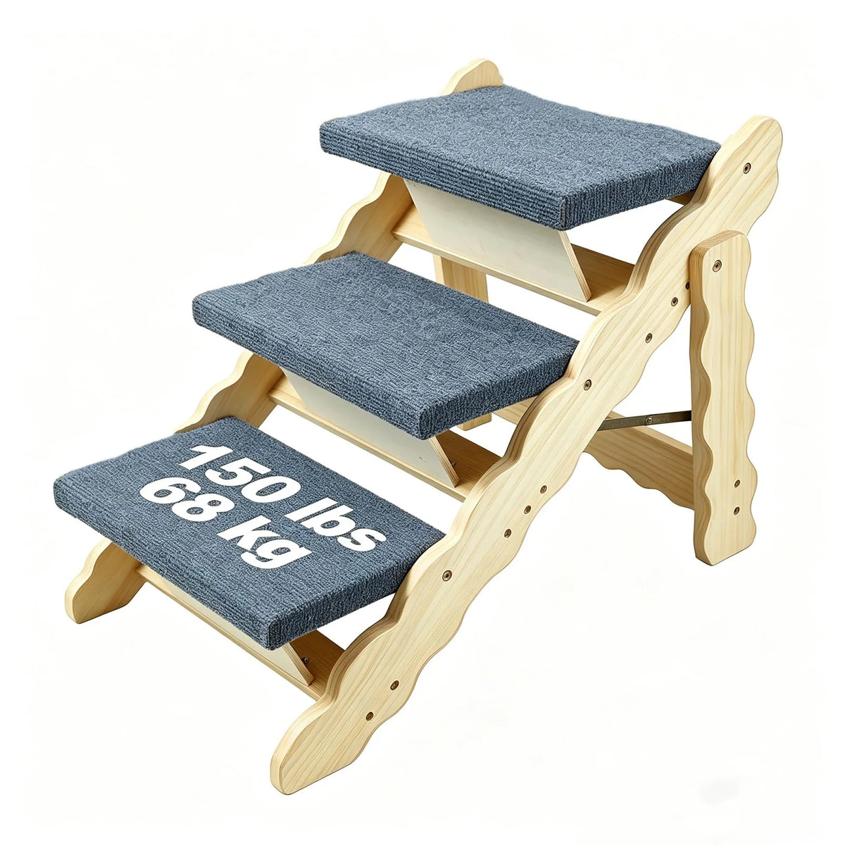 DishyKooker Premium Wooden Pet Steps And Folding Dog Ramp