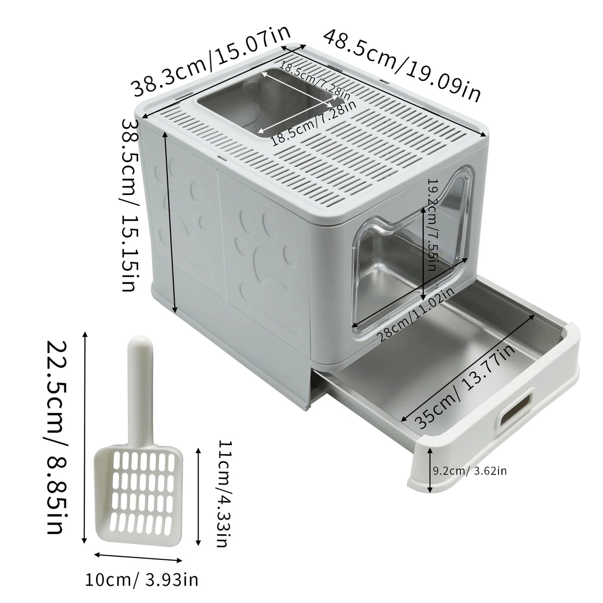 Totally Enclosed Cat Litter Box With Lid Scoop For Pets