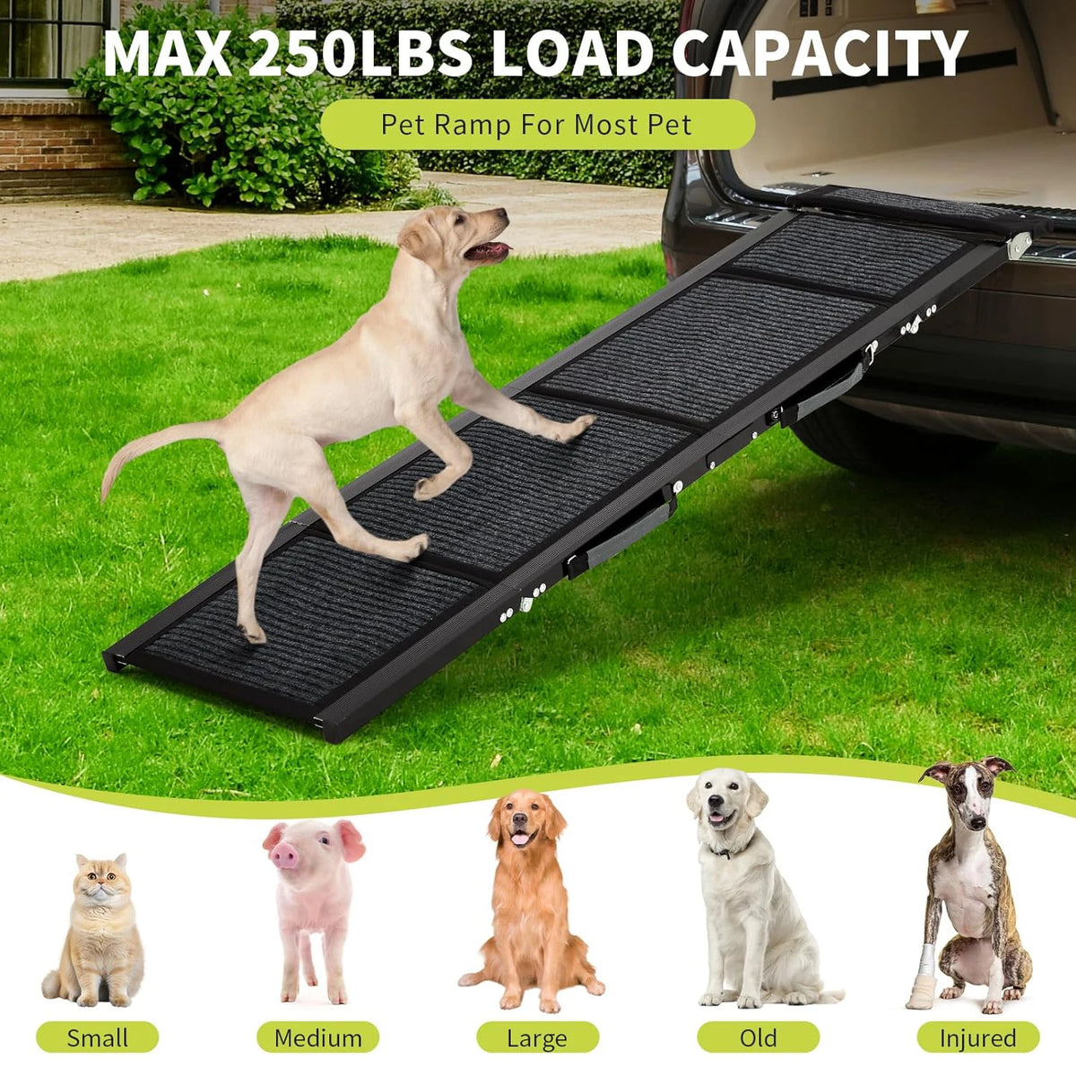 HiMISS Upgraded Foldable Car Dog Ramp With Non Slip Surface