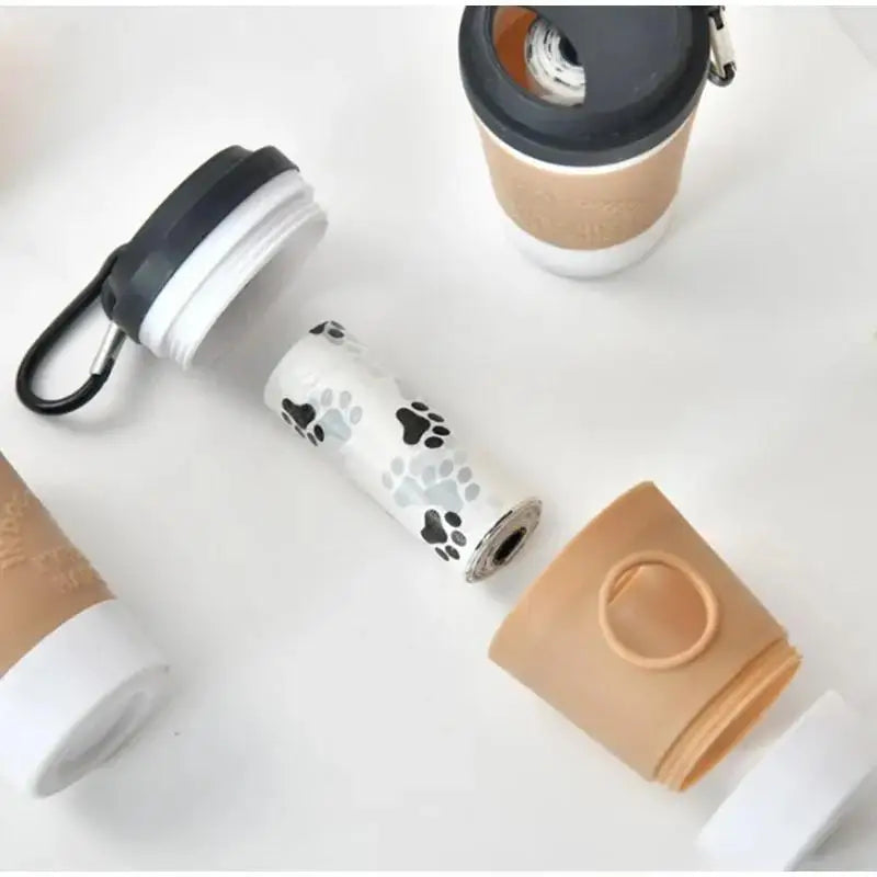 Portable Pet Waste Bag Dispenser Coffee Cup Style Outdoor Accessory