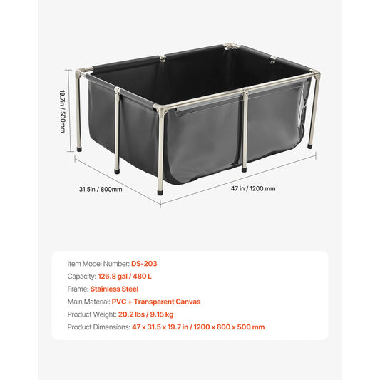 SucceBuy Rectangular Canvas Fish Pond With Clear Viewing Panel