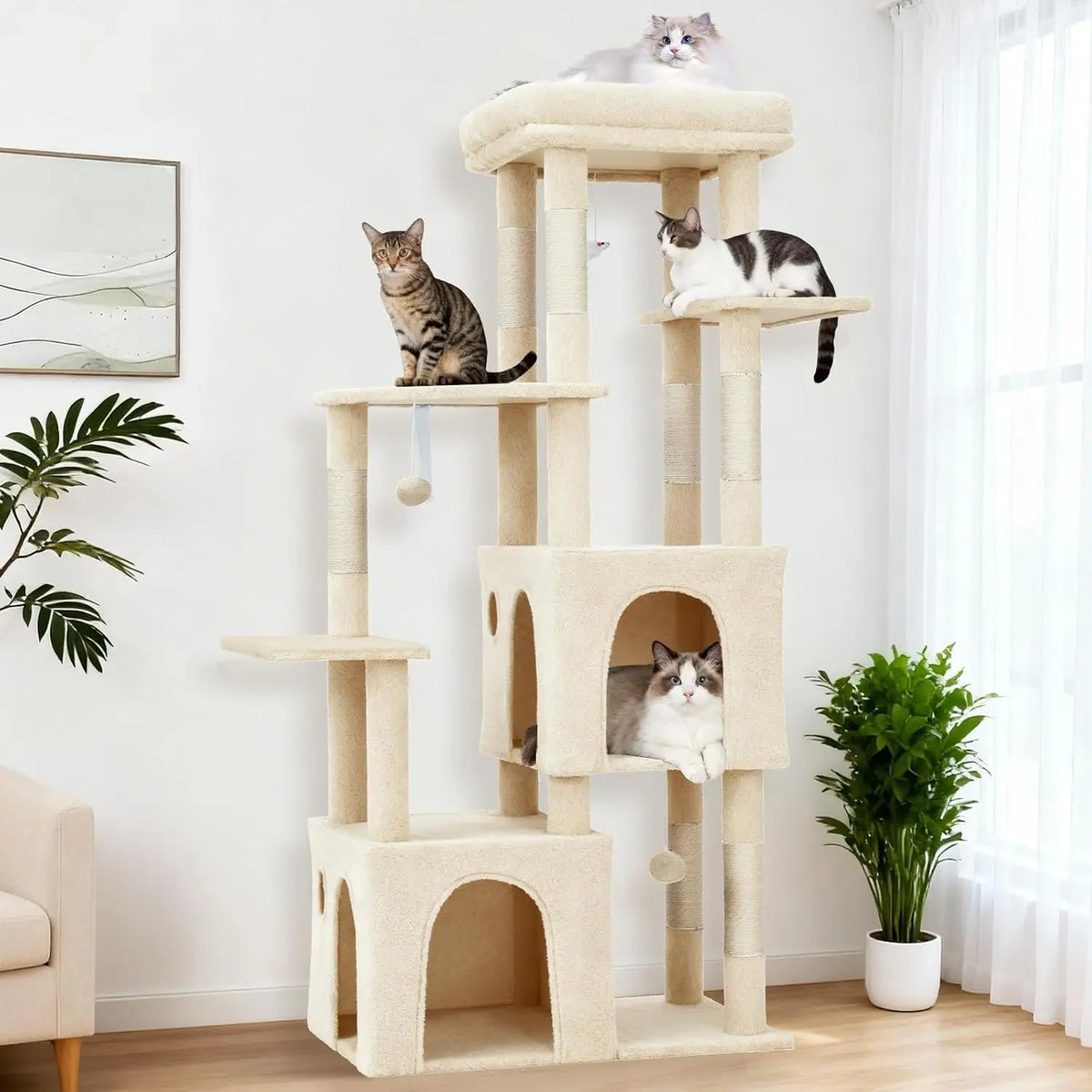 Elevated Multi Level Cat Climbing Tree With Scratching Posts
