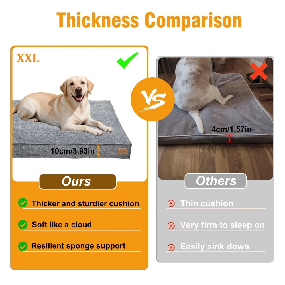 Borwart Orthopedic Dog Bed Washable Linen With Removable Cover