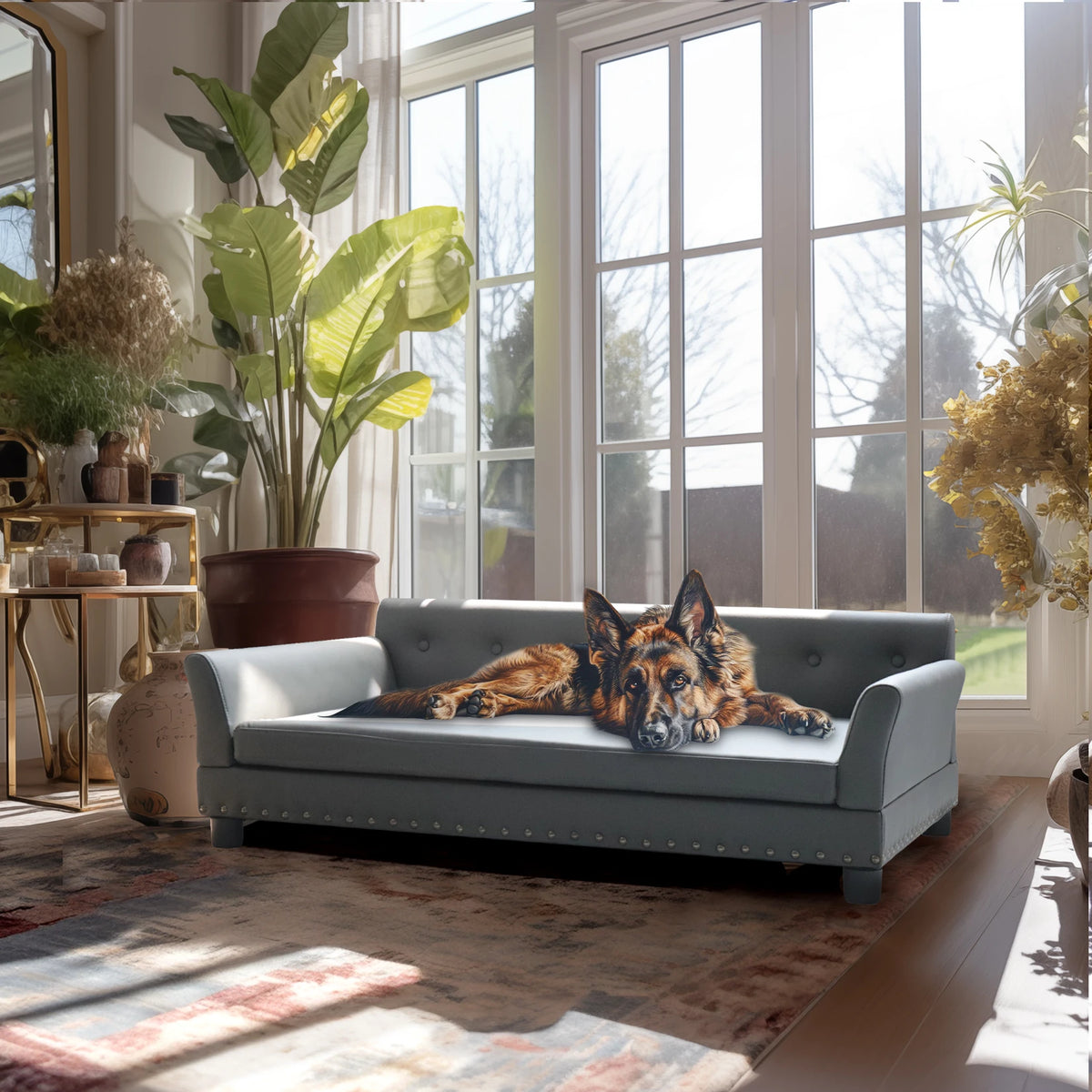 BINGOPAW Leather Comfortable Elevated Dog Sofa Bed With Cushion