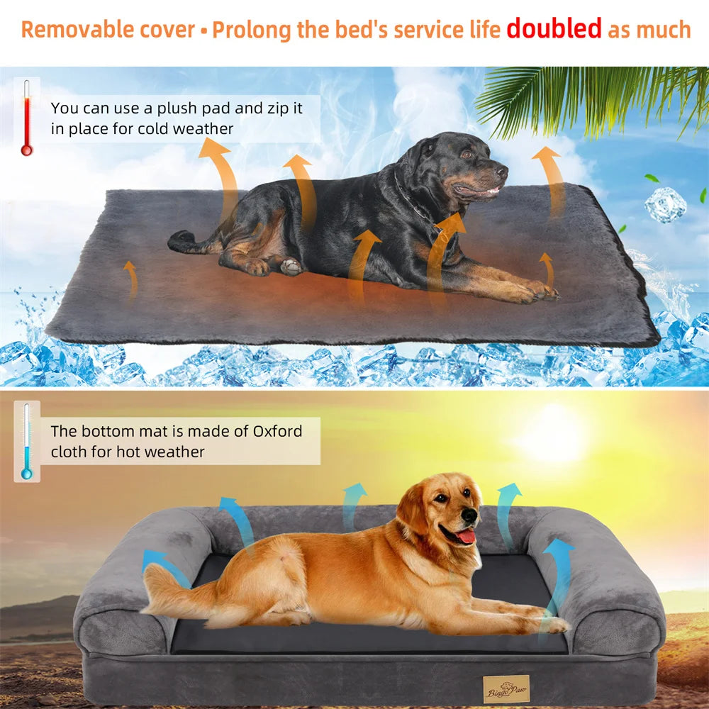 Borwart Orthopedic Memory Foam Dog Bed With Waterproof Plush Cover