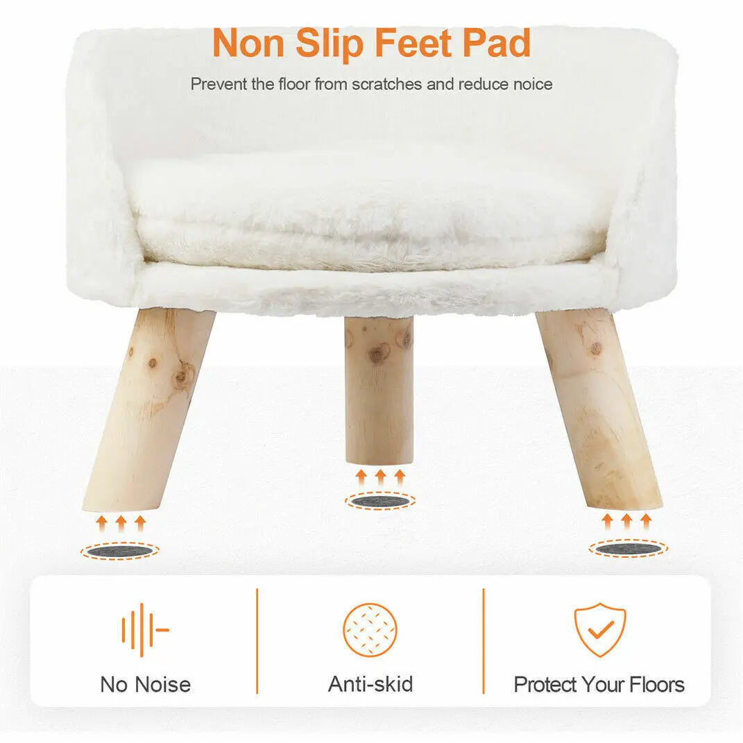 Luxury Plush Cat Bed With Washable Cushion And Wood Legs