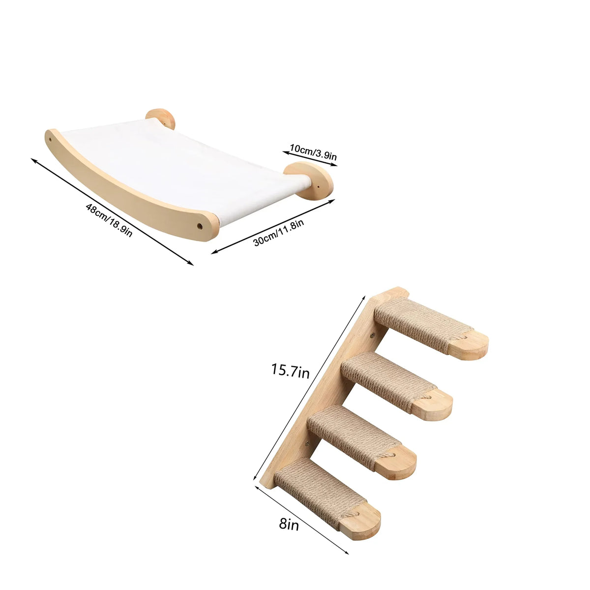 CWV Wall Mounted Cat Climbing Shelf With Hammock And Stairway
