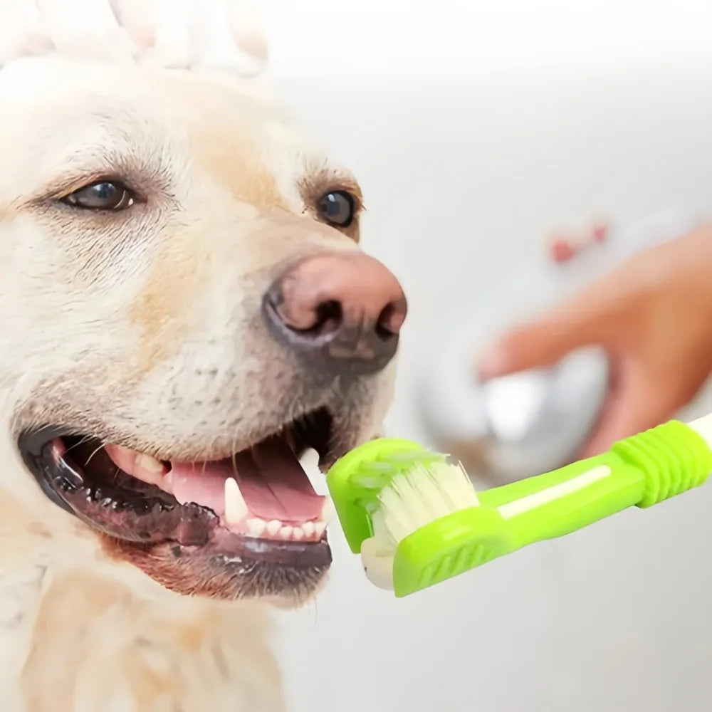 3-Sided Pet Toothbrush Cleans Teeth For Dogs And Cats