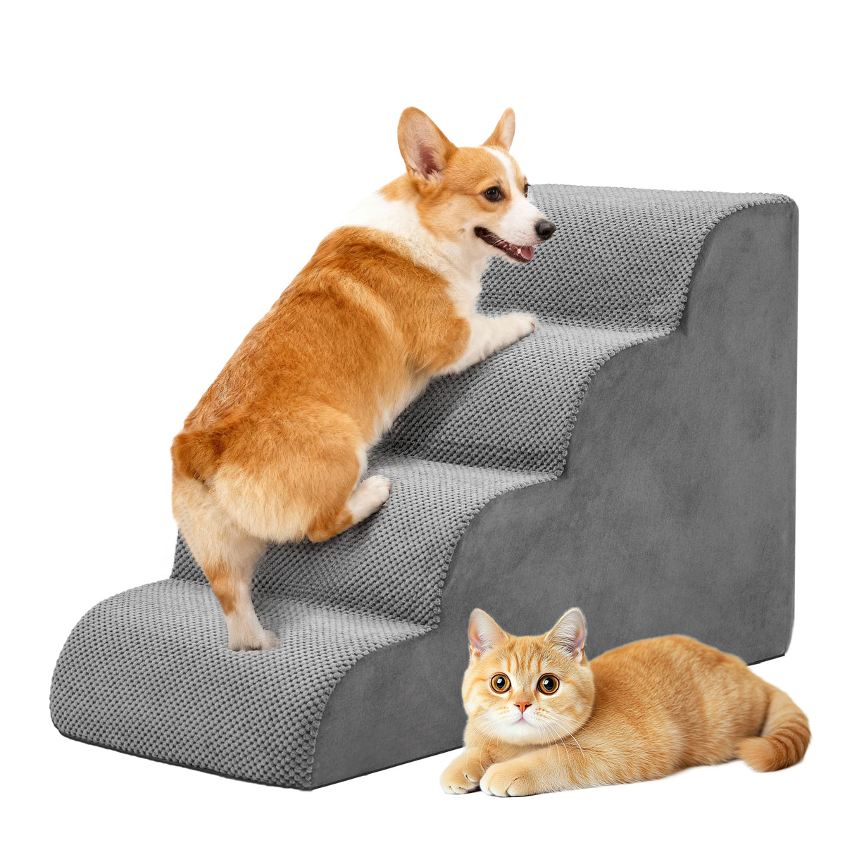 High Density Foam Dog Stairs Curved Non Slip Pet Ramp