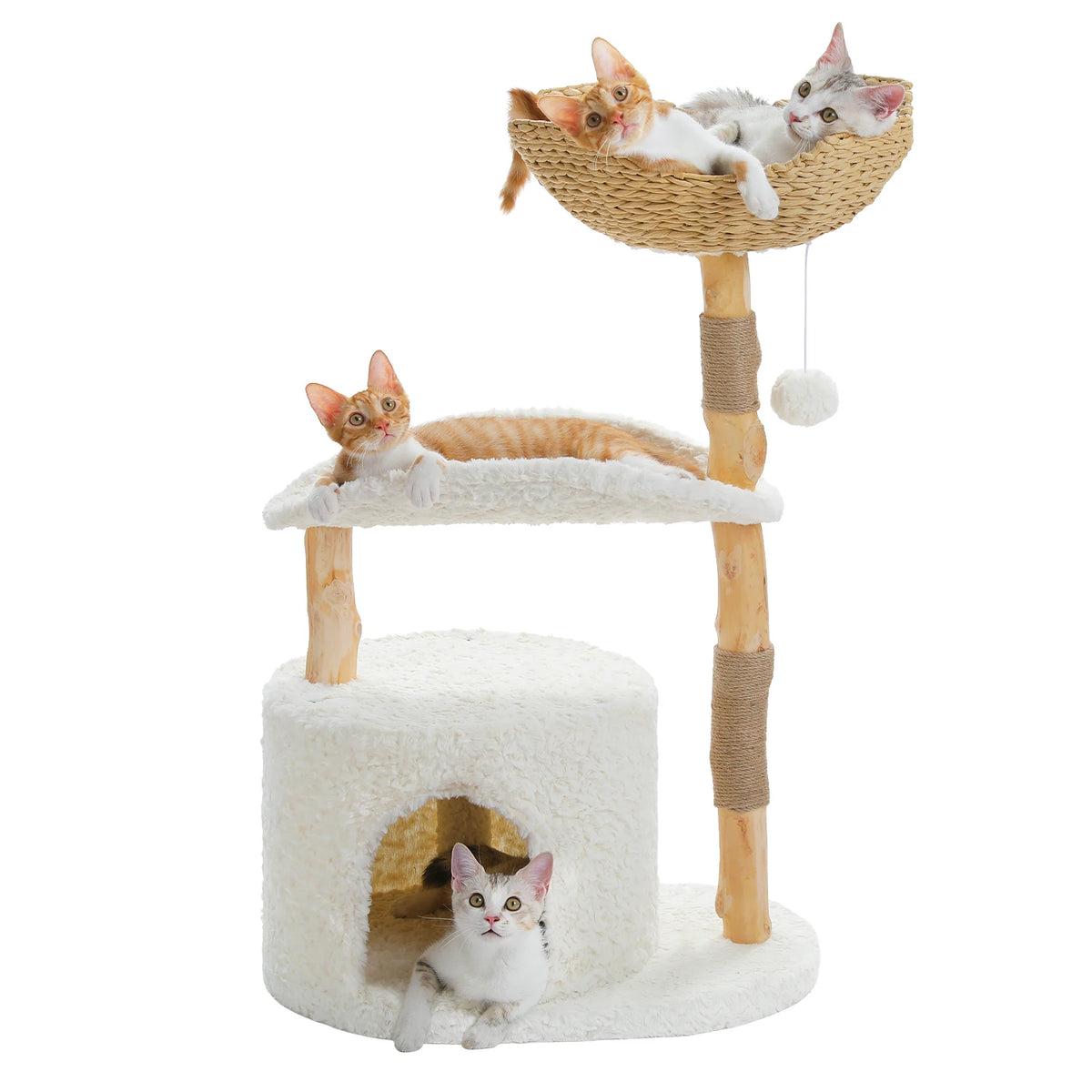 PAWZ Road Three Tier Cat Condo Solid Wood Scratching Posts