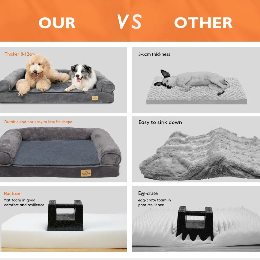 Borwart Orthopedic Memory Foam Dog Bed With Waterproof Plush Cover