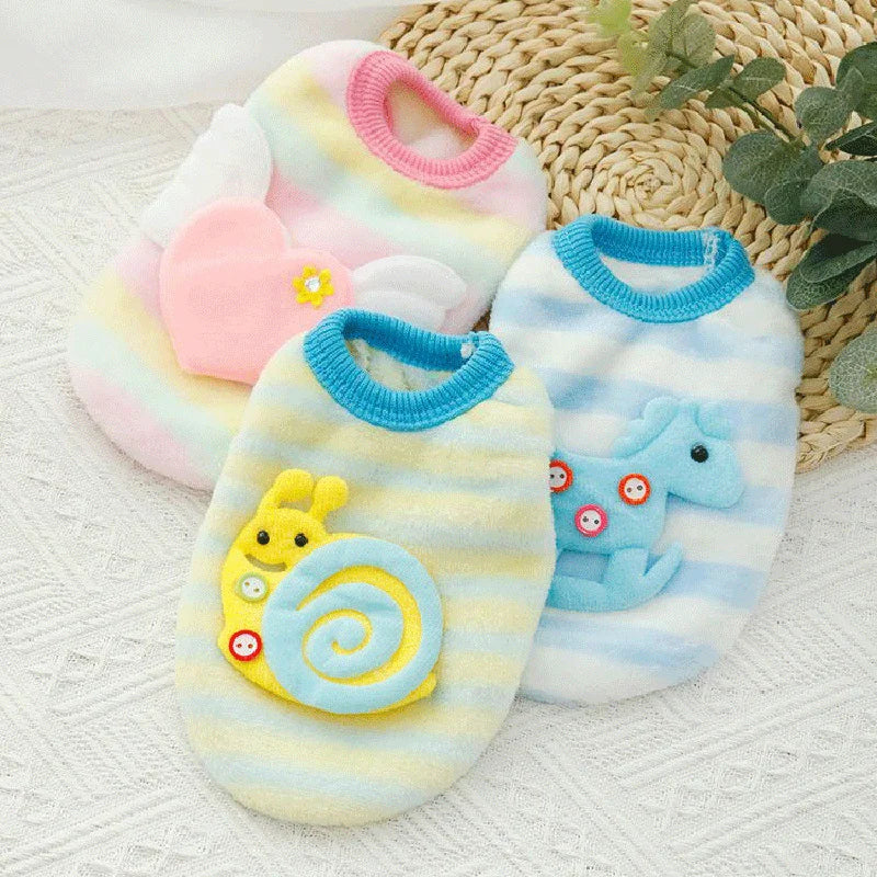 Cute Print Tea Cup Dog Sweater Warm Fleece Pet Clothing