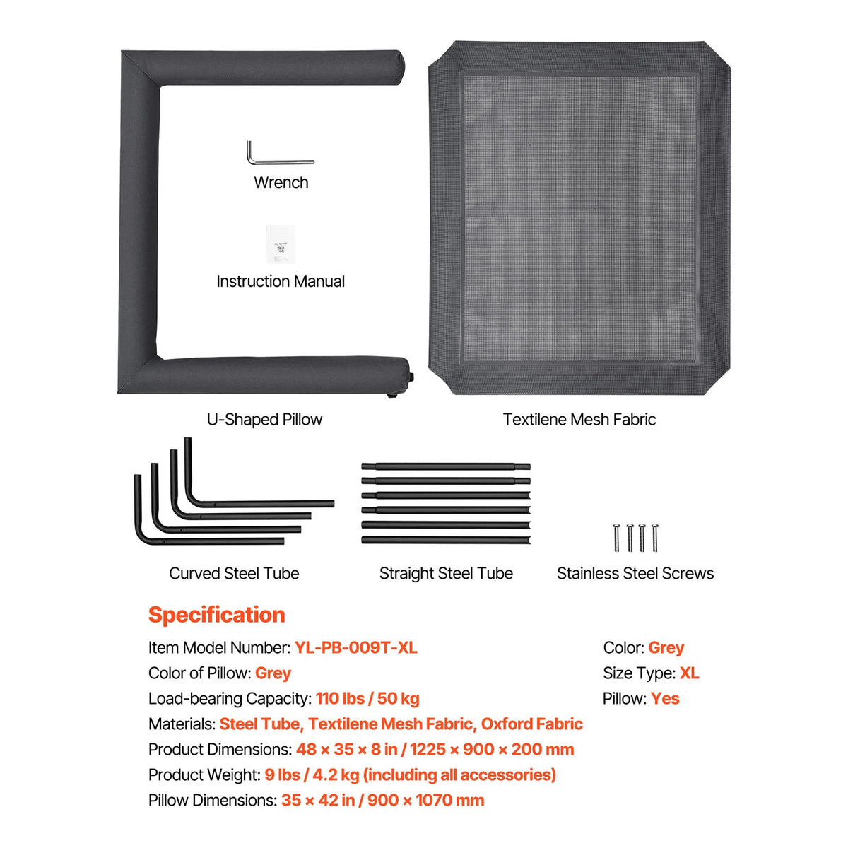SucceBuy Elevated Dog Bed With Breathable Mesh And Aluminum Frame