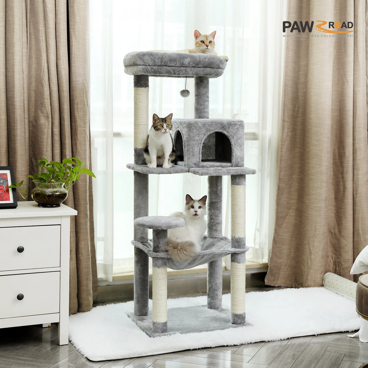PAWZ Road Five Tier Cat Tower With Sisal Scratching Posts