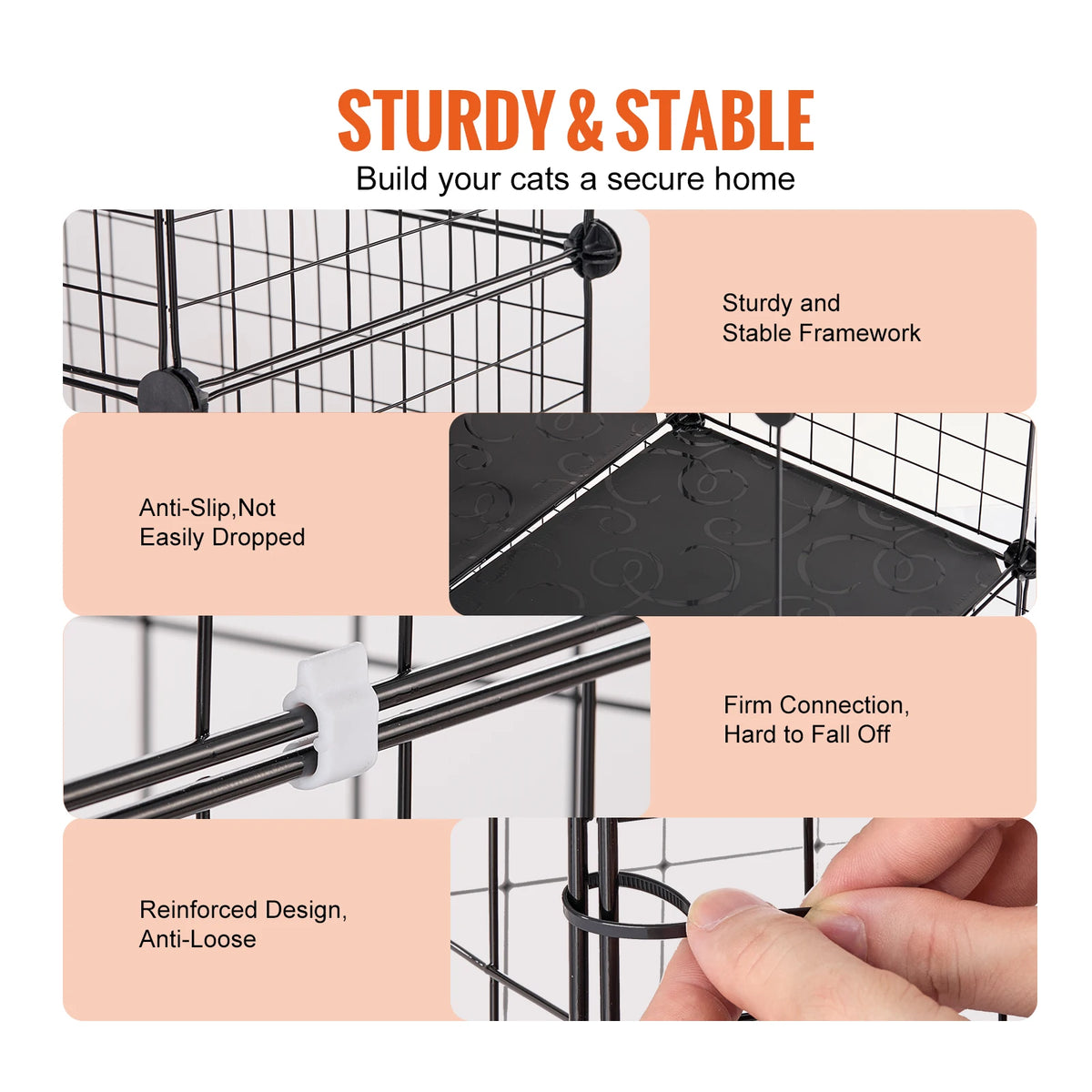 SucceBuy Stainless Steel Multi Tier Cat Cage With Hammock Ladder