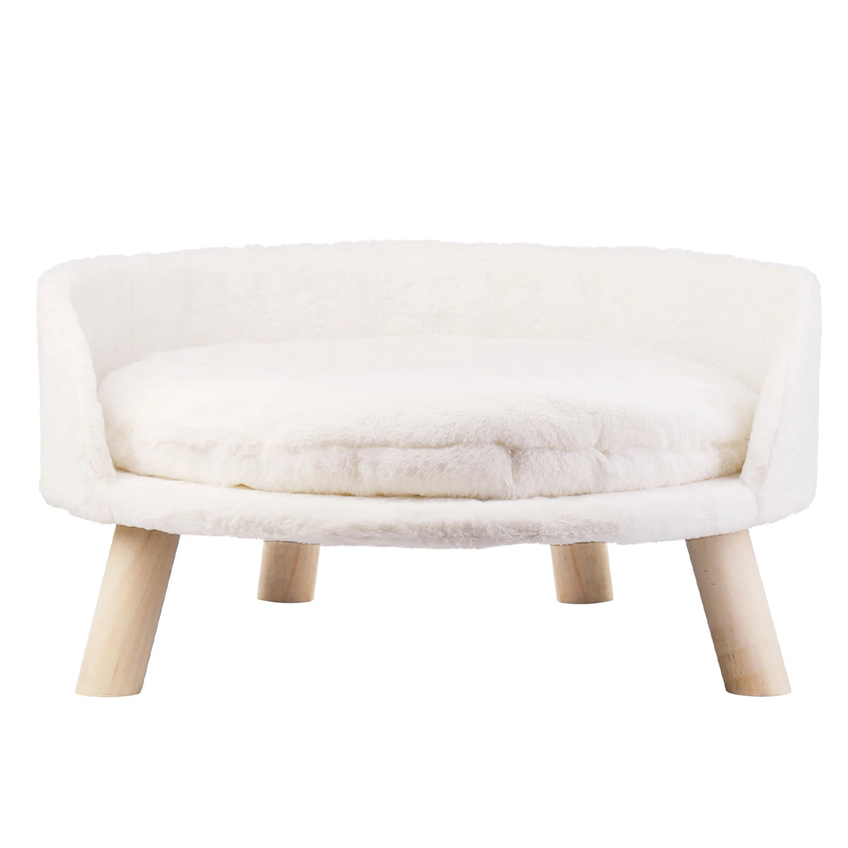 Luxury Plush Cat Bed With Washable Cushion And Wood Legs
