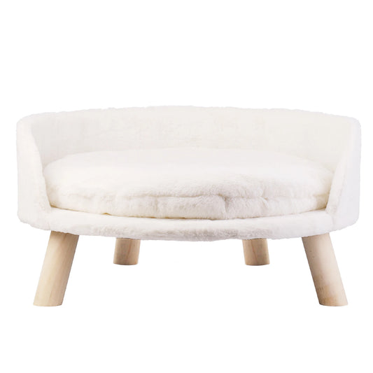 Luxury Plush Cat Bed With Washable Cushion And Wood Legs