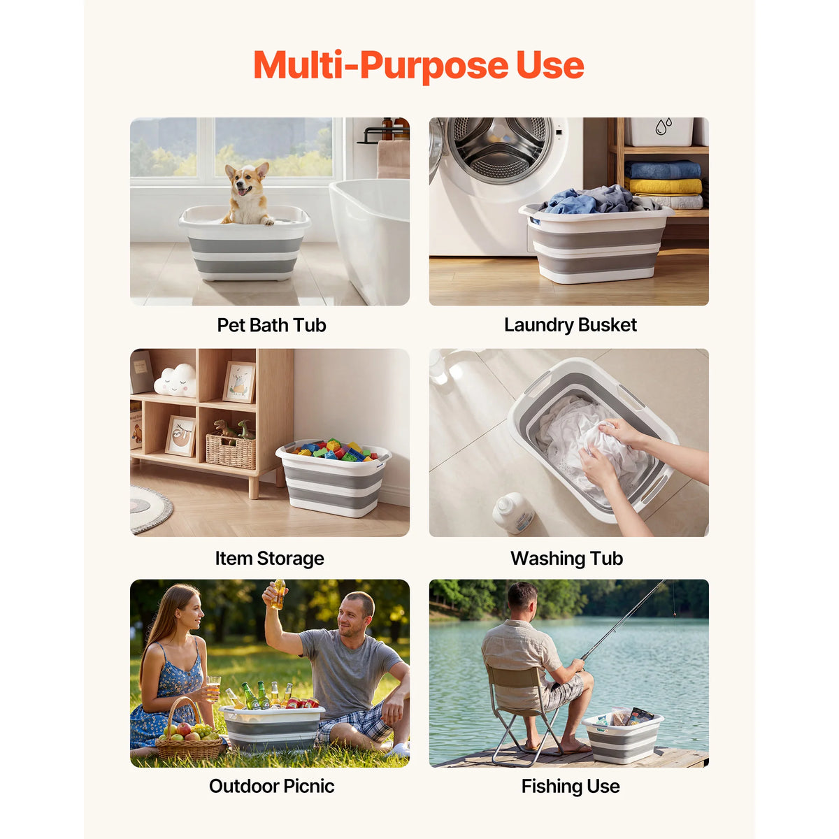 SucceBuy Portable Foldable Dog Bath Tub With Built In Drainage