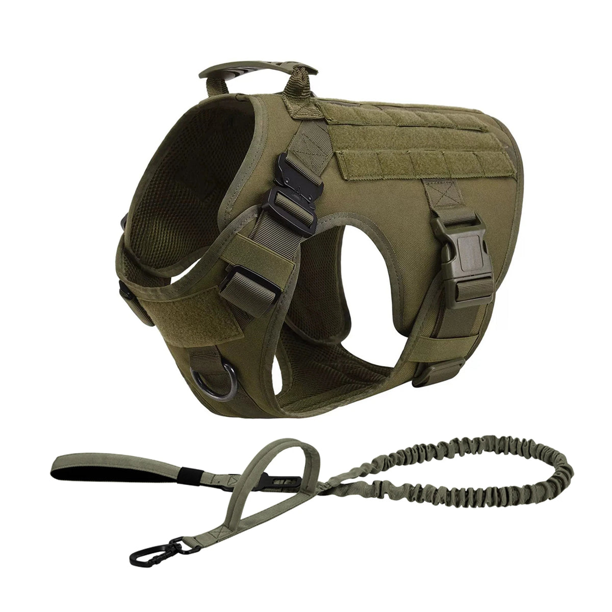 Padded Tactical Dog Harness With Quick Release Molle Vest